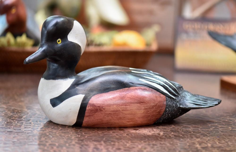 Hand Carved Hooded Merganser Drake Premier Wooden Decorative Duck