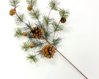 Wispy Mountain Pine & Mini Cone Wire Stem Spray