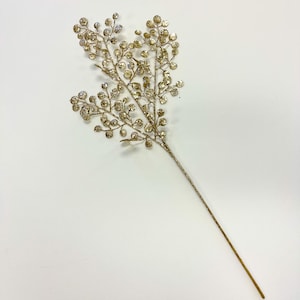 Champagne Gold Sparkling Sequin Glitter Mini Disc Branch Spray - 29&quot;