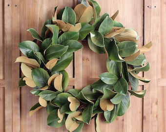 Classic Real Touch Magnolia Leaf Wreath 24"