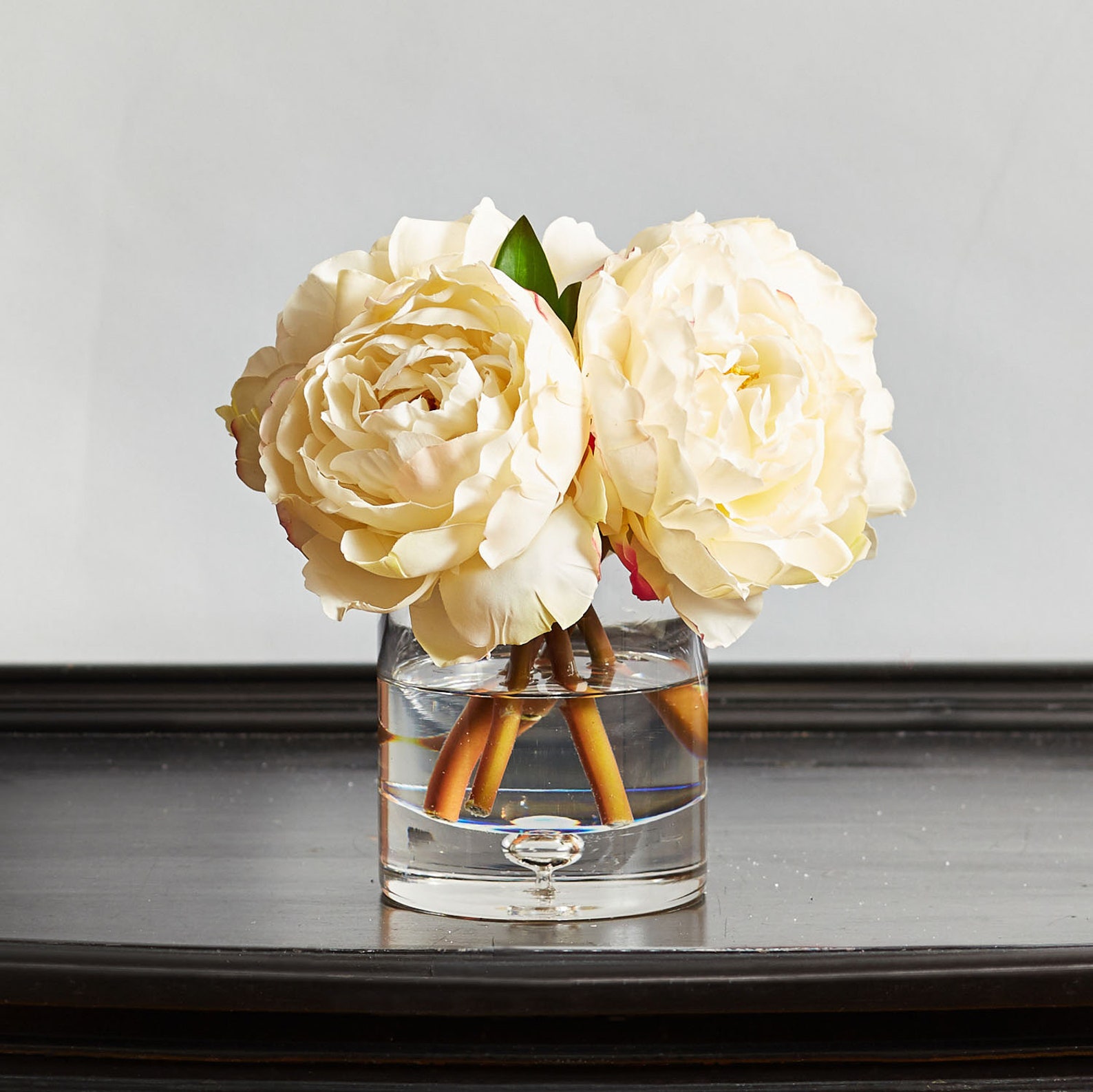 Blush or Cream Real Touch Peony Floral Arrangement in Glass Etsy
