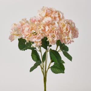 Ramo de hortensias de seda color rosa claro y crema con tallo artificial - 48 cm