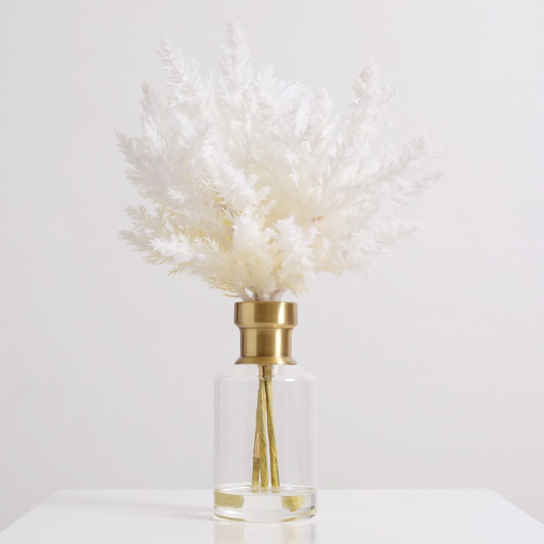 Bleached Pampas Grass Arrangement in Glass Bud Vase with Etsy