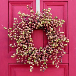 Burgundy and Cream Gooseberry All Seasons Front Door Wreath