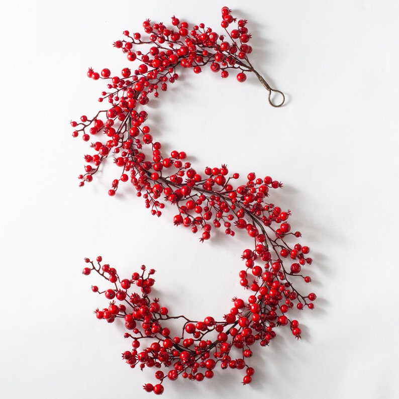 Waterproof Red Berry Christmas Holiday Mantle Garland Table Etsy