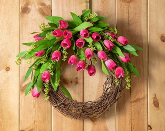 Real Touch Tulip Elegant Cascade Spring Easter Wreath