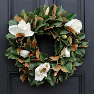 Classic Real Touch White Magnolia All Seasons Front Door Wreath  24&quot;