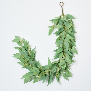 All Seasons Faux Blade Eucalyptus Mantle Garland Everyday Table Runner Greenery