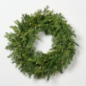 Real Touch Winter Greenery Seeding Juniper Berry Front Door Wreath