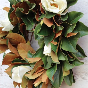 Classic Real Touch White Magnolia All Seasons Front Door Wreath 24 image 4