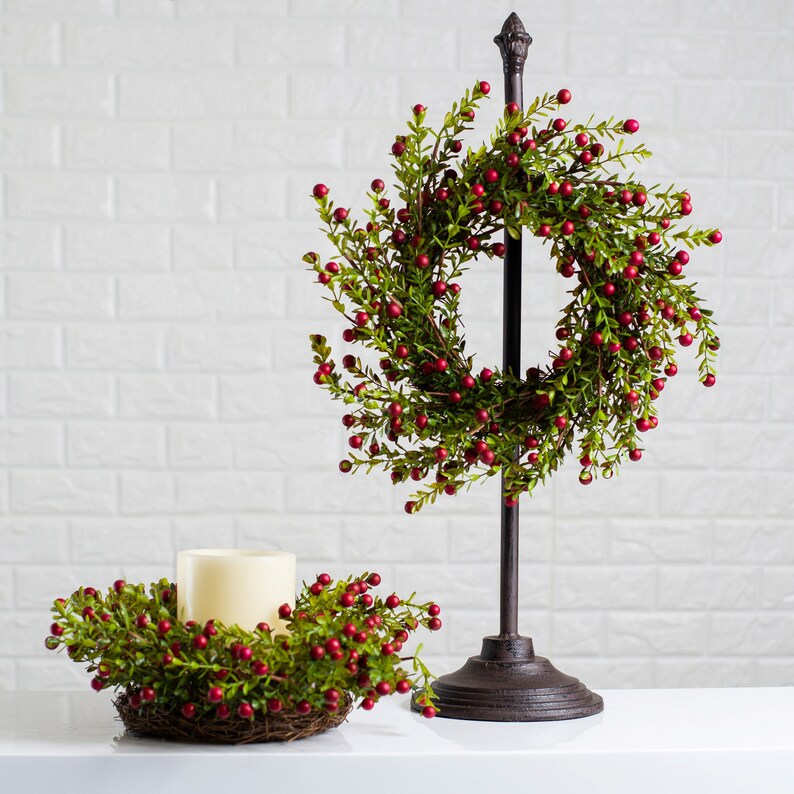 Wild Cranberry Mini Wreath Candle Ring Centerpiece Etsy Canada