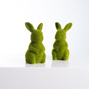 Moss Covered Standing Bunny Rabbits Easter Tabletop Décor - Set of 2