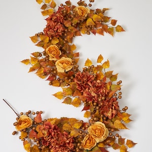 Golden Hour - Rust Peony, Gold Ranunculus & Birch Leaf Fall Mantle Garland Table Runner