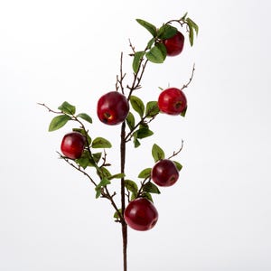 Lifelike Red Apple Fruit & Leaf Large Branch Spray - 37"