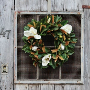 Classic Real Touch White Magnolia All Seasons Front Door Wreath 24 image 7