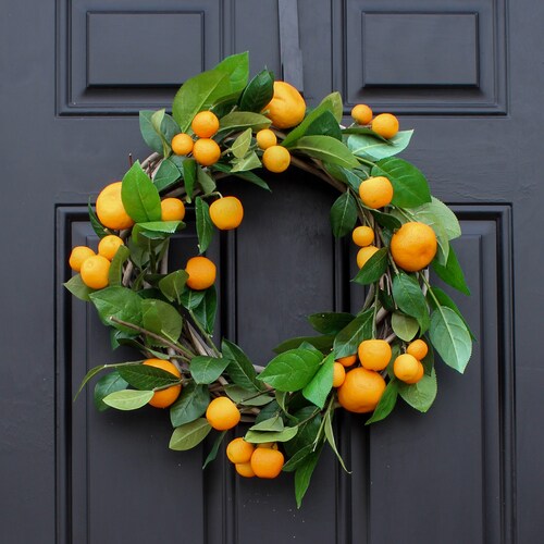 Just Picked Faux Citrus Orange Everyday Front Door Wreath on Etsy