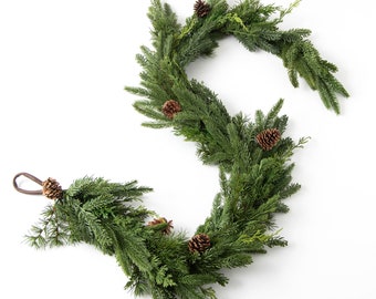 Real Touch Cedar, Spruce & Pinecone Christmas Front Door Garland or Table Runner