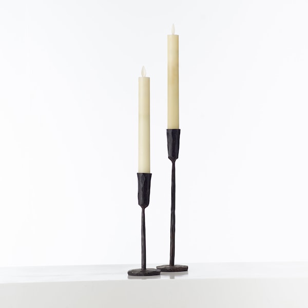 Moving Flameless LED Cream 9" Taper Candles with Remote Set of 2