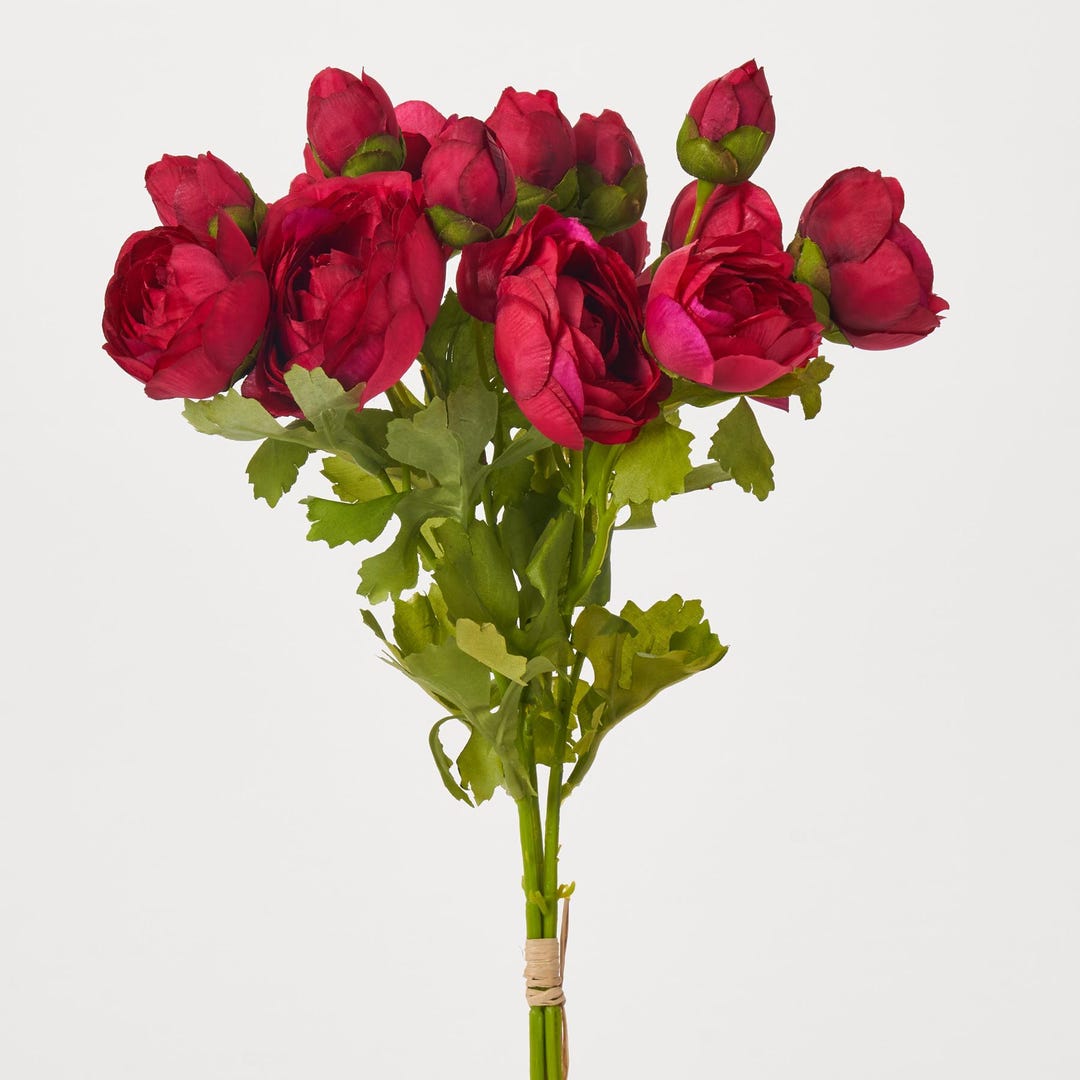Magenta Ranunculus Magenta Red Silk Ranunculus Bouquet Bundle of 3 Stems - 17