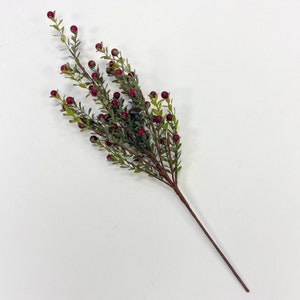 Lifelike Red Winterberry & Boxwood Winter Foliage Spray Decorative Holiday Spray Stem - 21"