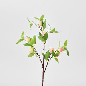 Orchard Fuzzy Mini Peach Stem Decorative Artificial Fruit Branch Stem - 35&quot;