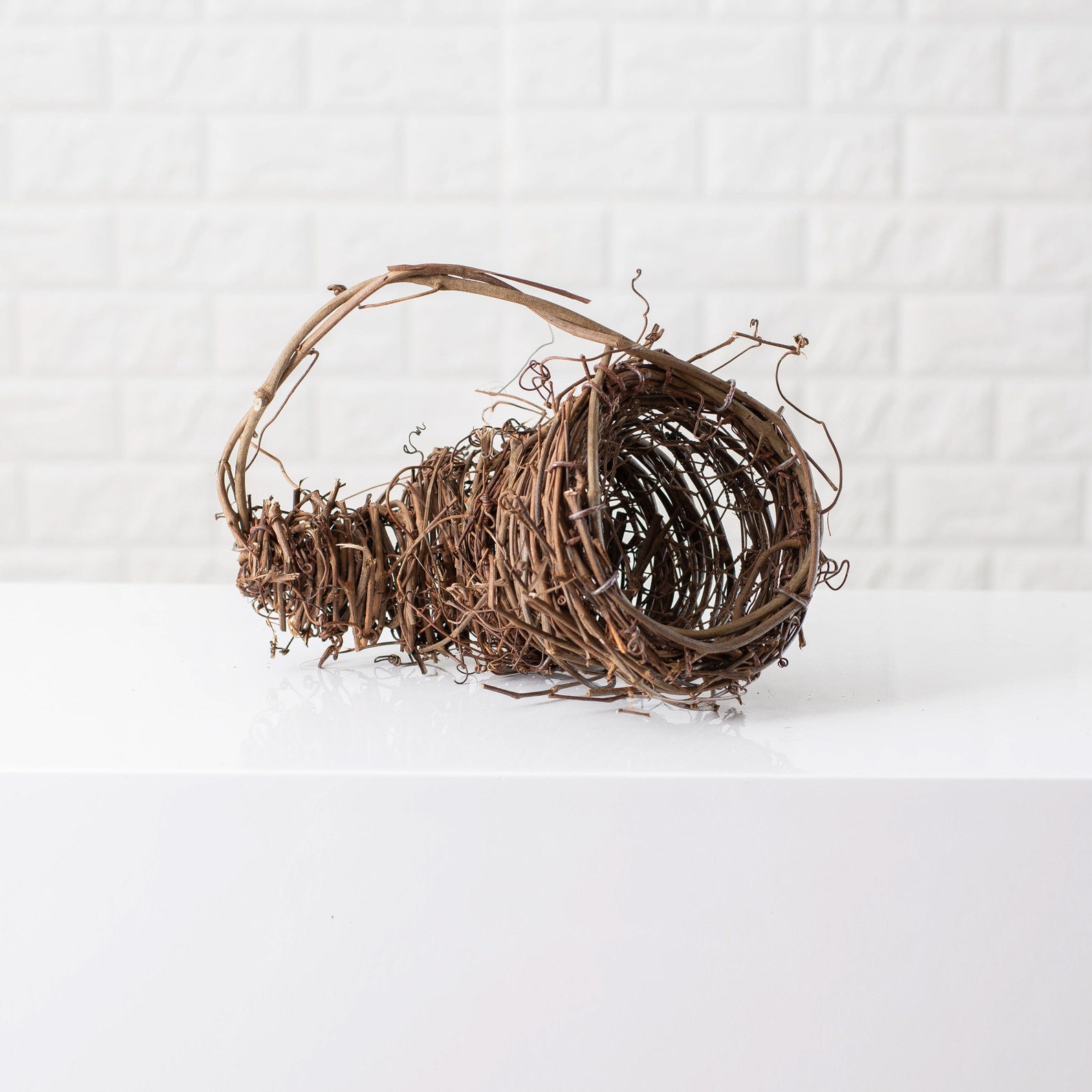 Natural Grapevine Cornucopia Basket With Handle Thanksgiving Etsy