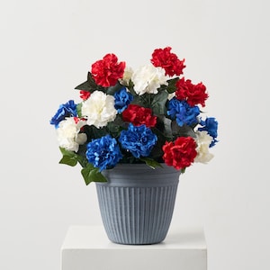 Faux Red, White & Blue Carnation Americana Summer Urn Filler Arrangement