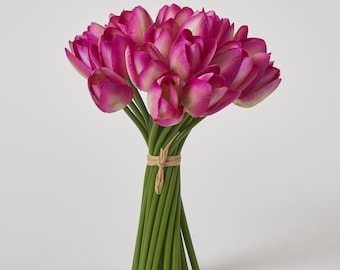 Roze mini-zijdetulpen nepbloemen bundel boeket van 24 stelen - 9,5"