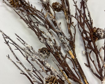 Snowy Twigs & Mini Pinecone Winter Branch Spray - 38"