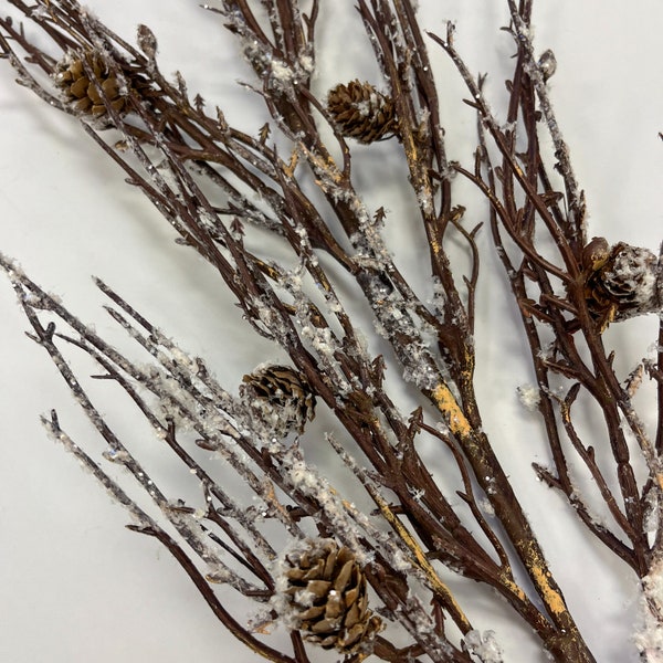 Snowy Twigs & Mini Pinecone Winter Branch Spray - 38"