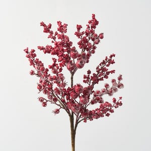 Iced Red Berry Cluster Branch Stem Winter Spray - 26"