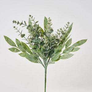 Mixed Green Glitter Eucalyptus Bush Faux Greenery Spray - 18&quot;