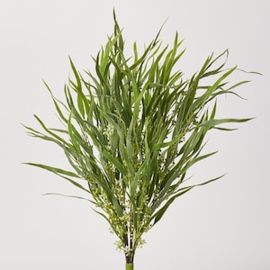 Wispy Green Seeded Willow Leaf Foliage Faux Everyday Greenery Bush Spray - 25&quot;