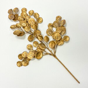 Painted Silver Metallic Glitter & Shiny Bronze Gold Eucalyptus Spray - 20&quot;