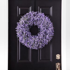 Lebensechter künstlicher Garten Lavendel Frühling Sommer lila Haustür UV-geschützter Außenkranz