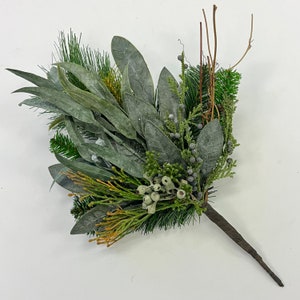 Seeded Eucalyptus, Mixed Pine & Juniper Berry Winter Greenery Pick Spray - 16&quot;