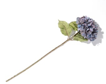 Antique Blue Silk Faux Hydrangea Stem Spray - 27"