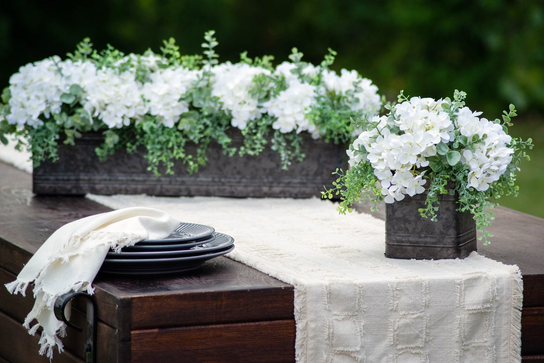 White Hydrangea & Mixed Eucalyptus Everyday Floral Arrangement