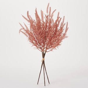 Dusty Salmon Pink Faux Astilbe Stem Bundle Dried Look Fall Foliage Bouquet - 18&quot;