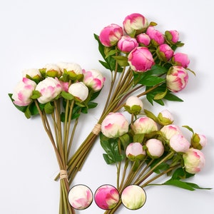 Real Touch Faux Peony Bud Bouquet Bundle of 10 Stems  - Available In 3 Colors