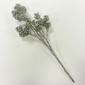 Sparkling Silver Glitter Covered Pinecone Branch Spray - 20&quot;
