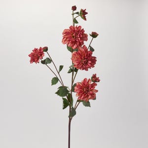 Flowering Mauve Pink Silk Dahlia Bloom & Bud Faux Floral Stem Spray - 41&quot;