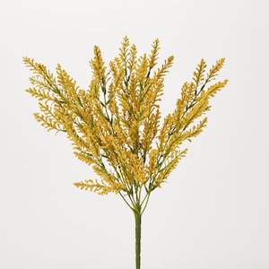 Golden Yellow Faux Astilbe Bush Stem Spring Summer Foliage Bouquet - 18&quot;