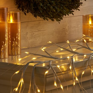 120 led-verlichting witte draadgewikkelde twijgtakslinger herfst/winter manteldecor