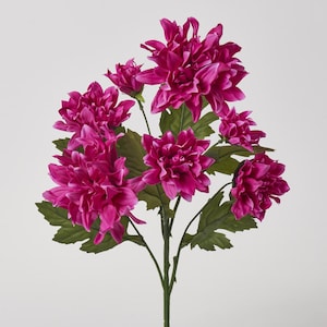 Pink Beauty Flowering Silk Dahlia Spray Bloom & Bud Faux Floral Bouquet - 15&quot;