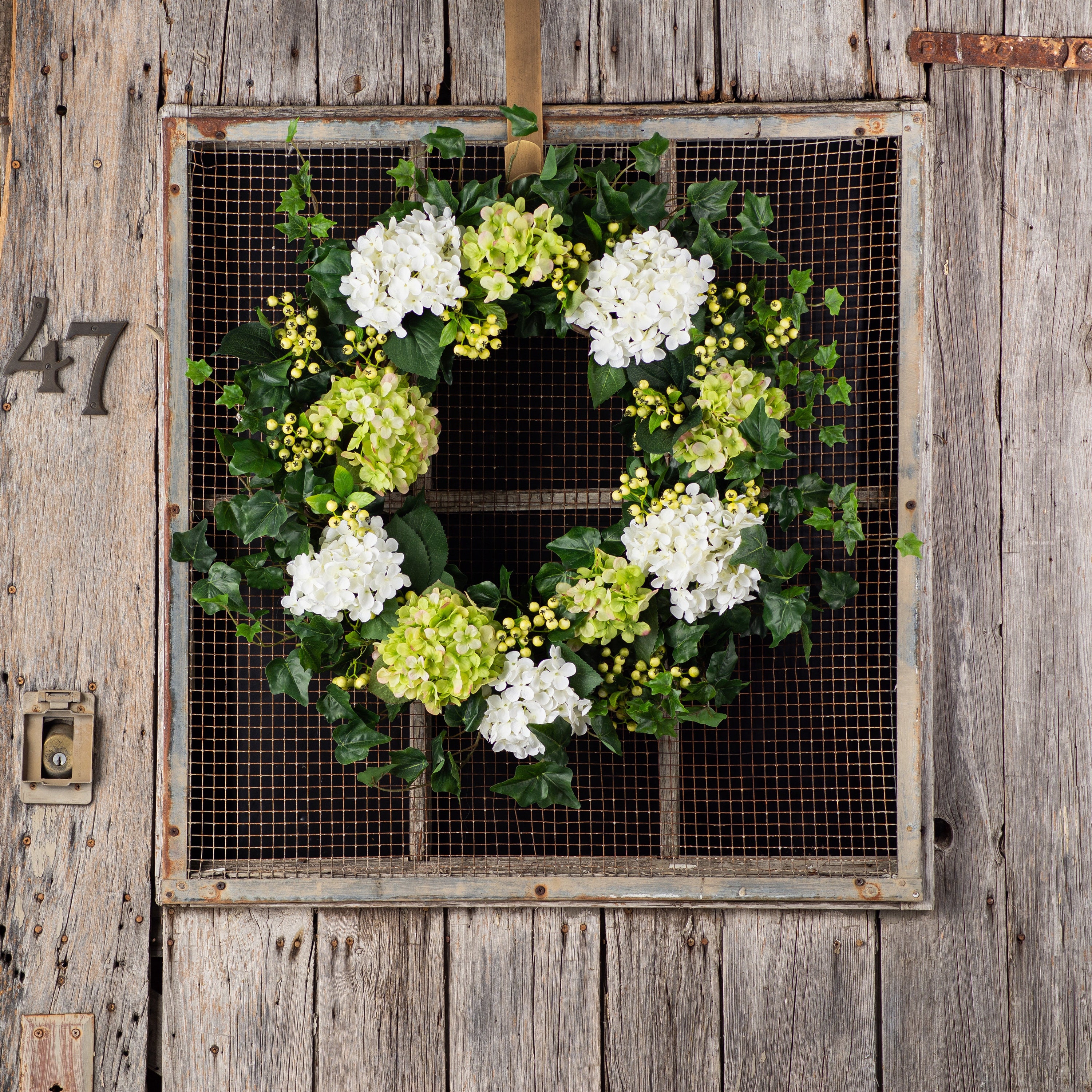 Grn-Weie Hortensie, Englischer Efeu, Pfefferbeere Frhlingskranz - Etsy.de