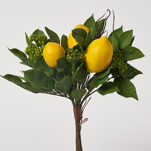 Freshly Picked Citrus Yellow Lemon Bundle Faux Bouquet of 6 Stems - 13&quot;