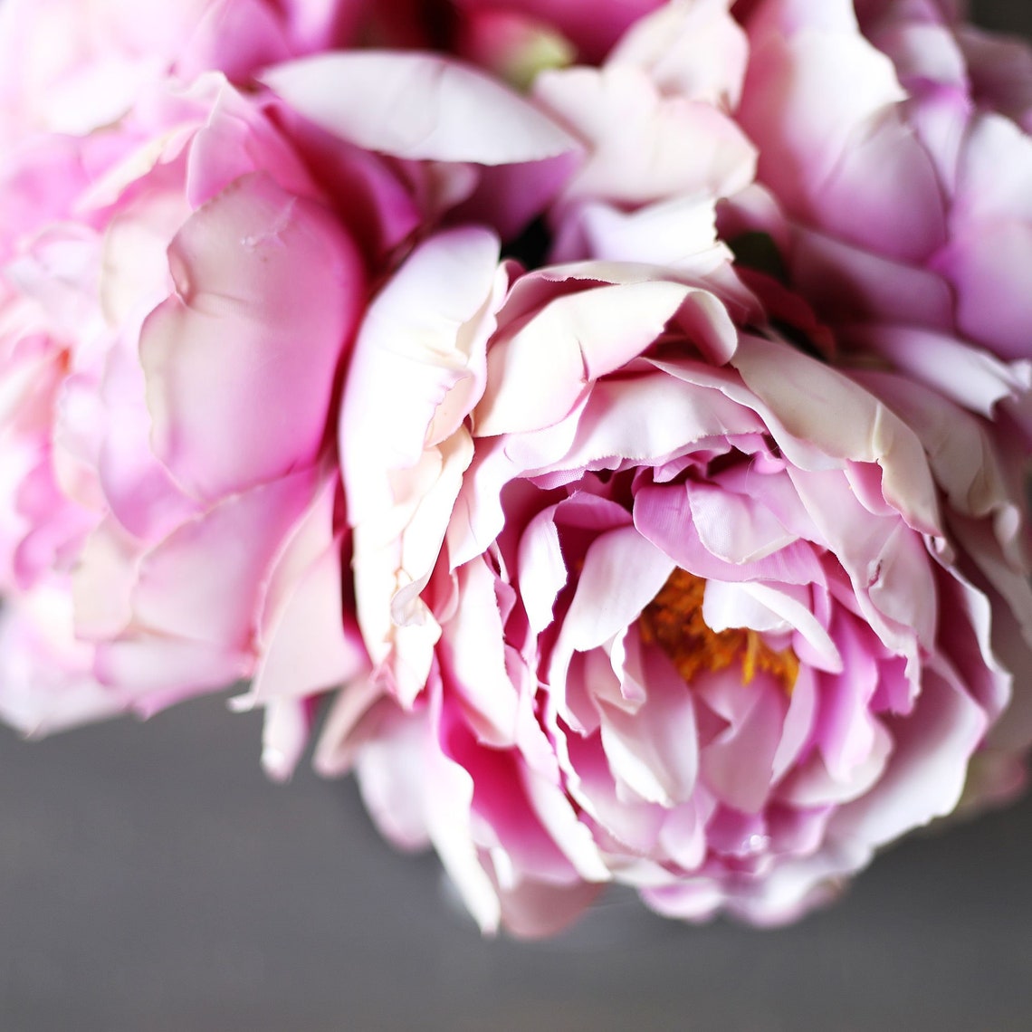 Pink Real Touch Peony Floral Arrangement in Clear Glass Vase Etsy