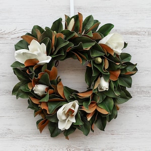 Classic Real Touch White Magnolia All Seasons Front Door Wreath 24 image 2