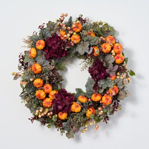Pumpkin Patch Autumn Greenery & Gooseberry Front Door Fall Wreath